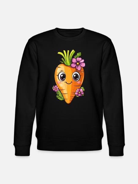 Karotte mit Blumen - Stanley/Stella Unisex Bio-Sweatshirt CHANGER - Schwarz