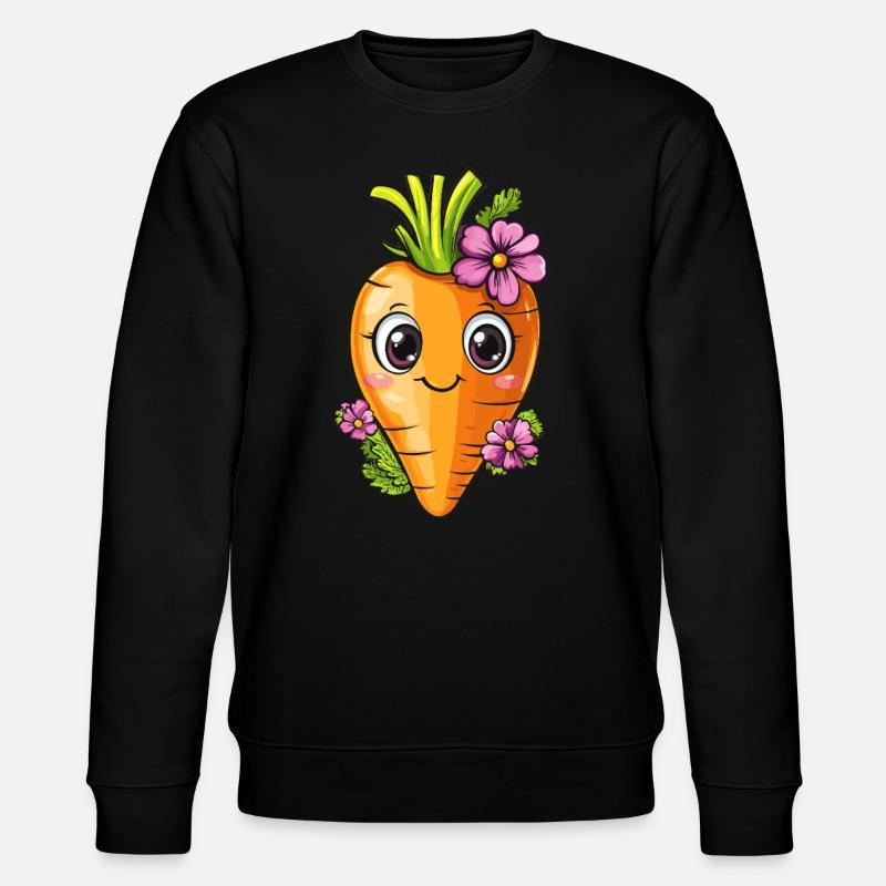 Karotte mit Blumen - Stanley/Stella Unisex Bio-Sweatshirt CHANGER  - Schwarz