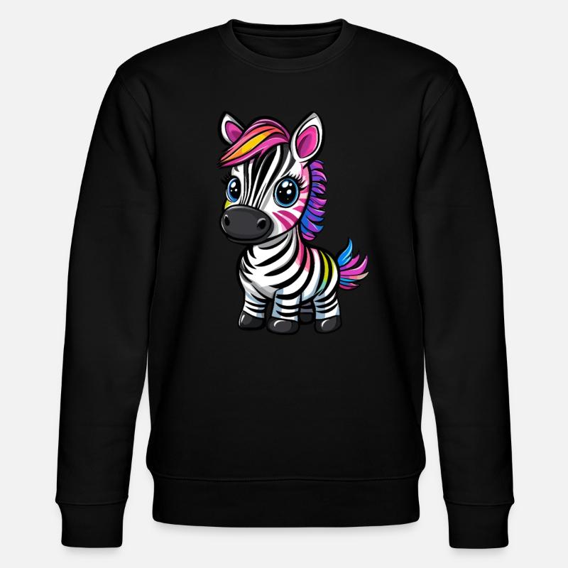 Bunt gestreiftes Zebra - Stanley/Stella Unisex Bio-Sweatshirt CHANGER - Schwarz