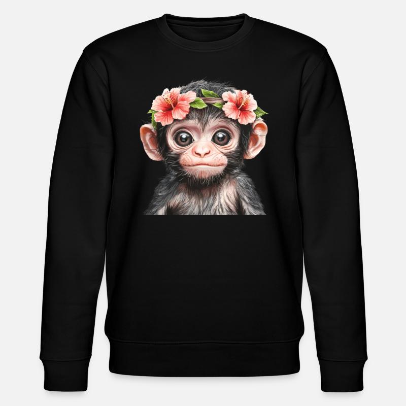 Bébé singe souriant - Sweat bio CHANGER Stanley/Stella Unisexe - noir