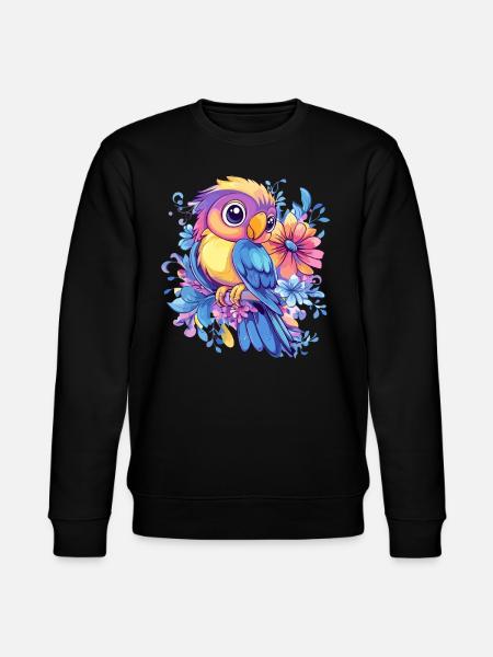 Parrot on flowers - Stanley/Stella CHANGER Unisex Organic Sweatshirt - black