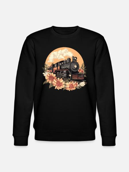 Gammelt tog med blomster - Stanley/Stella økologisk unisex-sweatshirt CHANGER - sort