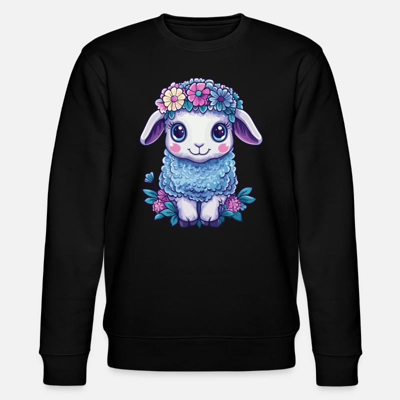 Sheep with flowers - Stanley/Stella CHANGER Unisex Organic Sweatshirt - black