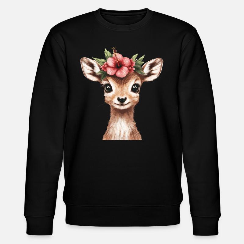 Cerf avec fleur - Sweat bio CHANGER Stanley/Stella Unisexe - noir