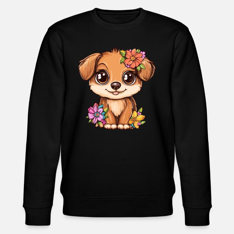 Chiot avec des fleurs - Sweat bio CHANGER Stanley/Stella Unisexe - noir