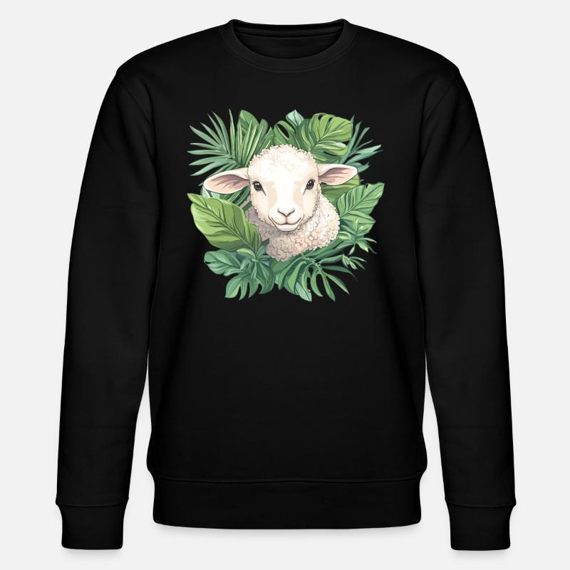 Sheep with leaves - Stanley/Stella CHANGER Unisex Organic Sweatshirt - black