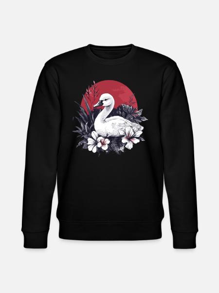 Swan with flowers - Stanley/Stella CHANGER Unisex Organic Sweatshirt - black