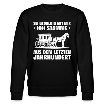 Ich stamme aus dem letzten Jahrhundert - Millanial - Stanley/Stella Unisex Bio-Sweatshirt CHANGER  - Schwarz - Vorne - Nik (191cm) & Marisol (170cm)