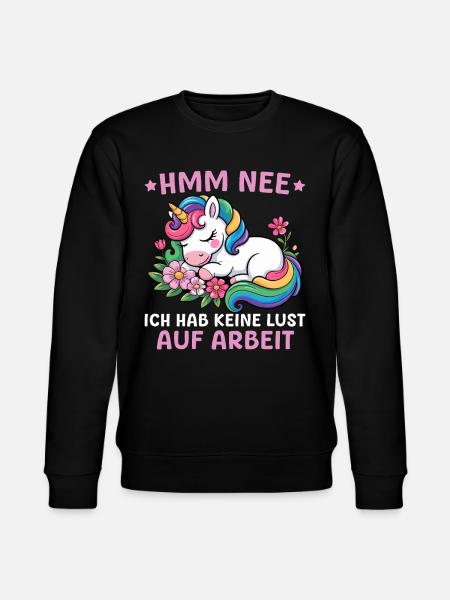 Keine Lust auf Arbeit Lustiges Einhorn - Stanley/Stella Unisex Bio-Sweatshirt CHANGER  - Schwarz
