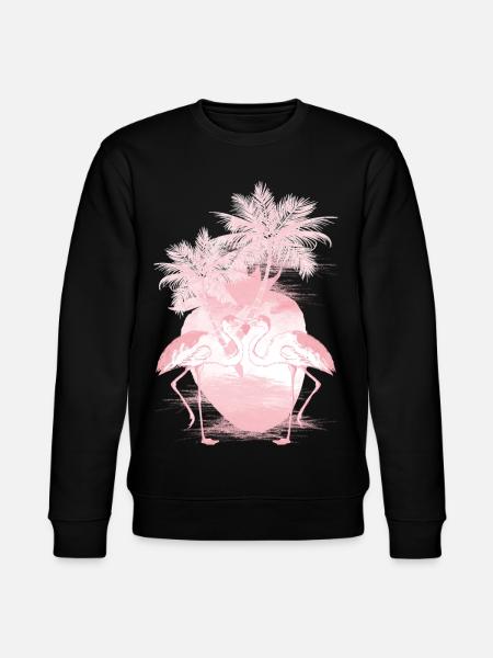 Palm Flamingos Summer Pink - Stanley/Stella CHANGER Unisex Organic Sweatshirt - black