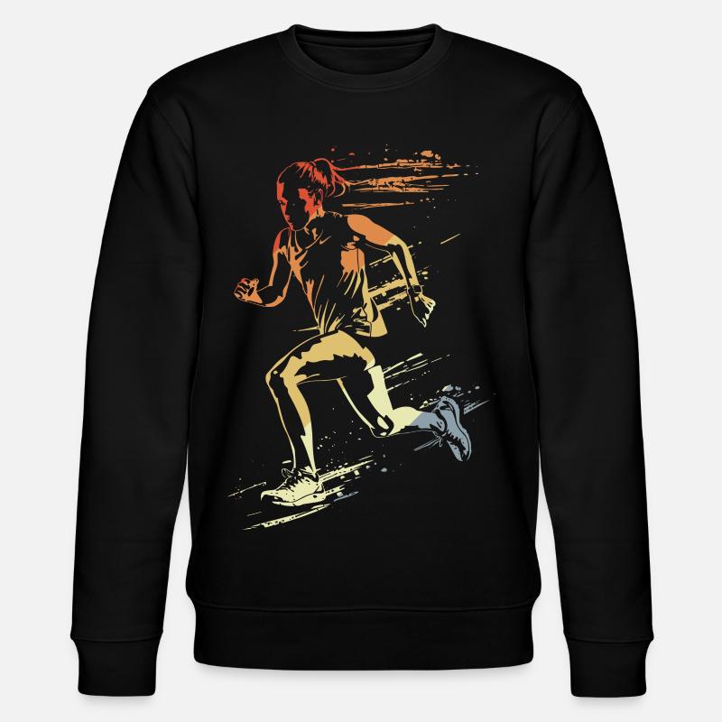 Läuferin Retro-Stil - Stanley/Stella Unisex Bio-Sweatshirt CHANGER  - Schwarz