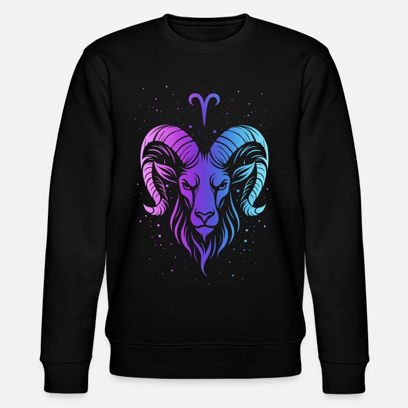 Widder: Neon-Tierkreisgeist - Stanley/Stella Unisex Bio-Sweatshirt CHANGER  - Schwarz