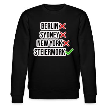 Steiermark T-Shirt für Steirer und Urlauber - Stanley/Stella Unisex Bio-Sweatshirt CHANGER  - Schwarz - Vorne - Nik (191cm) & Marisol (170cm)