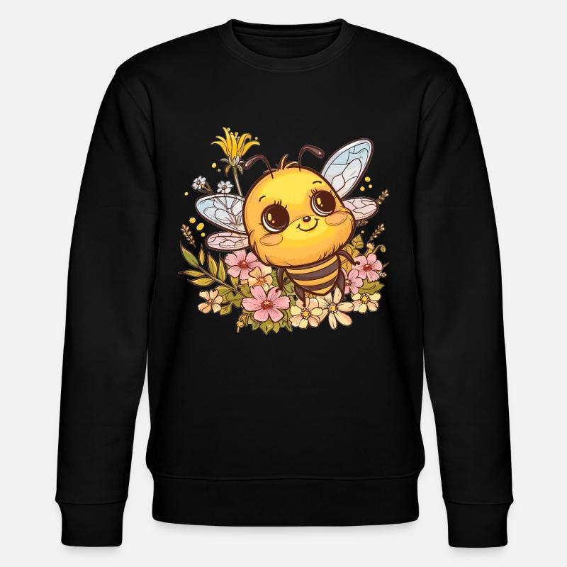 Honigbiene mit Blumenkranz - Stanley/Stella Unisex Bio-Sweatshirt CHANGER - Schwarz