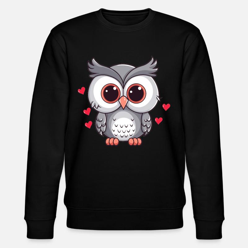 Verliebte Eule mit Herzchen - Stanley/Stella Unisex Bio-Sweatshirt CHANGER  - Schwarz