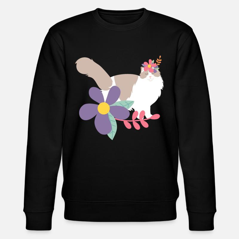 Ragdoll Katzen- und Blumenkrone - Stanley/Stella Unisex Bio-Sweatshirt CHANGER - Schwarz