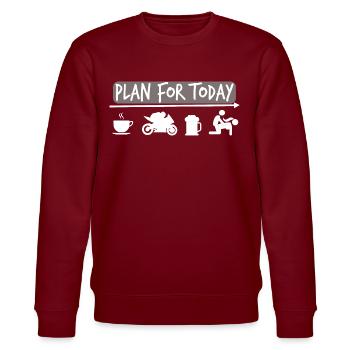 Plan for Today - Motorcycle Biker Motorcyclist - Stanley/Stella CHANGER Unisex Organic Sweatshirt - burgundy - Front - Nik (191cm) & Marisol (170cm)
