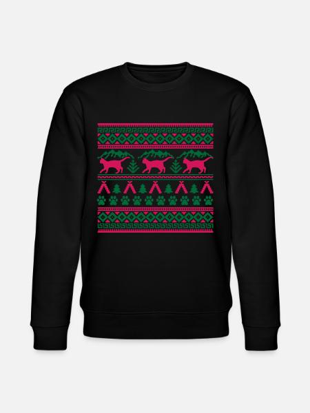 Weihnachtskatze Hässlicher Weihnachtspullover Geschenk - Stanley/Stella Unisex Bio-Sweatshirt CHANGER - Schwarz