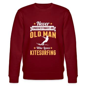 Grandpa kitesurfer kitesurfing sport - Stanley/Stella CHANGER Unisex Organic Sweatshirt - burgundy - Front - Nik (191cm) & Marisol (170cm)