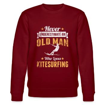Old man kitesurfing kitesurfer - Stanley/Stella CHANGER Unisex Organic Sweatshirt - burgundy - Front - Nik (191cm) & Marisol (170cm)