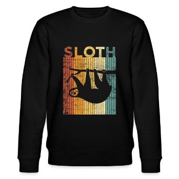 Faultier Tier Zoo Retro - Stanley/Stella Unisex Bio-Sweatshirt CHANGER  - Schwarz - Vorne - Nik (191cm) & Marisol (170cm)