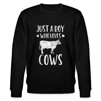 Kuh Junge - Stanley/Stella Unisex Bio-Sweatshirt CHANGER  - Schwarz - Vorne - Nik (191cm) & Marisol (170cm)