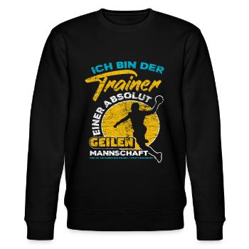 Handball Trainer - Stanley/Stella Unisex Bio-Sweatshirt CHANGER  - Schwarz - Vorne - Nik (191cm) & Marisol (170cm)