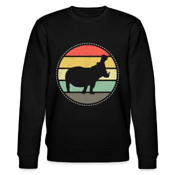 Nilpferd Afrika - Stanley/Stella Unisex Bio-Sweatshirt CHANGER  - Schwarz - Vorne - Nik (191cm) & Marisol (170cm)