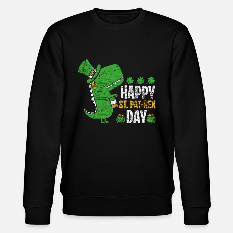 St. Patrick's Day T-Rex - Stanley/Stella CHANGER Unisex Organic Sweatshirt - black