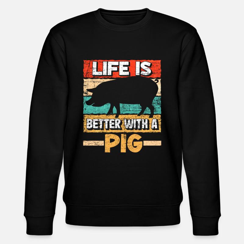 Schwein - Stanley/Stella Unisex Bio-Sweatshirt CHANGER  - Schwarz