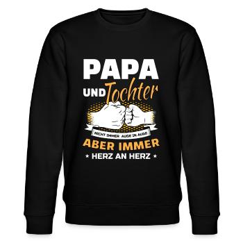 Papa Und Tochter Geschenk Herz an Herz - Stanley/Stella Unisex Bio-Sweatshirt CHANGER  - Schwarz - Vorne - Nik (191cm) & Marisol (170cm)