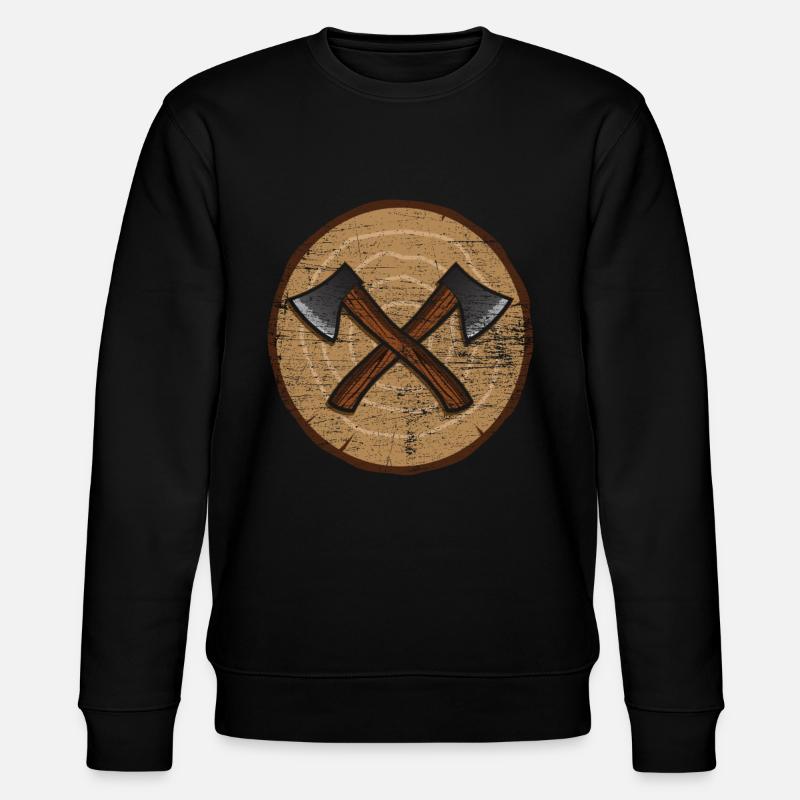 Axt Holz Baumstamm - Stanley/Stella Unisex Bio-Sweatshirt CHANGER  - Schwarz