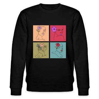 Minimalist Lineart Women Face Art - Stanley/Stella CHANGER Unisex Organic Sweatshirt - black - Front - Nik (191cm) & Marisol (170cm)
