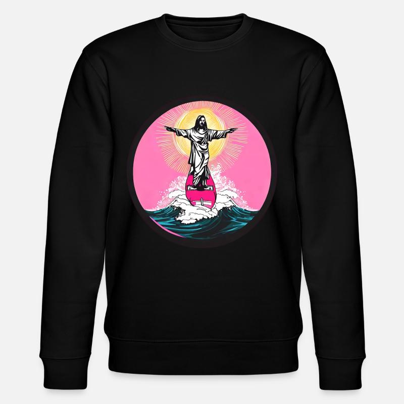 Jesus Surfer Sunset - Stanley/Stella CHANGER Unisex Organic Sweatshirt - black