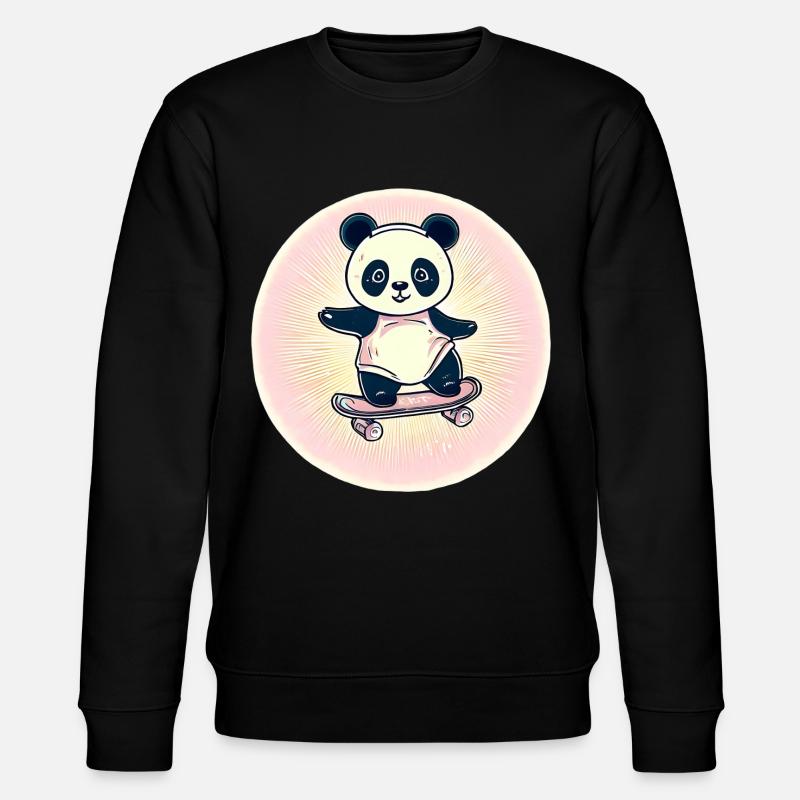 Skateboard panda in sunset - Stanley/Stella CHANGER Unisex Organic Sweatshirt - black