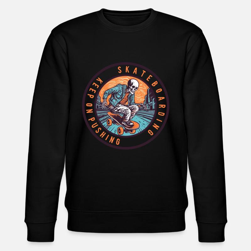 Skull Skeleton Skateboard Skater - Stanley/Stella CHANGER Unisex Organic Sweatshirt - black
