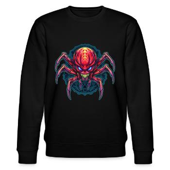 Buntes abstraktes Spinnen Design Spinnentiere - Stanley/Stella Unisex Bio-Sweatshirt CHANGER  - Schwarz - Vorne - Nik (191cm) & Marisol (170cm)