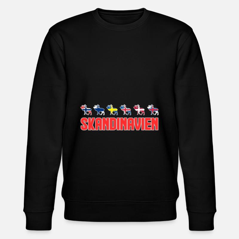 Scandinavia moose flags - Stanley/Stella CHANGER Unisex Organic Sweatshirt - black