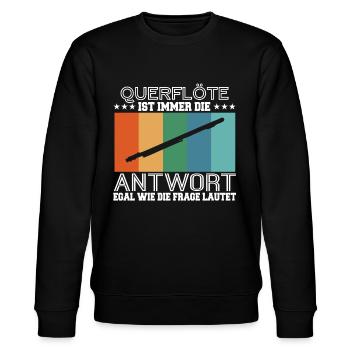Querflöte Querflöten Flötist Geschenk - Stanley/Stella Unisex Bio-Sweatshirt CHANGER  - Schwarz - Vorne - Nik (191cm) & Marisol (170cm)