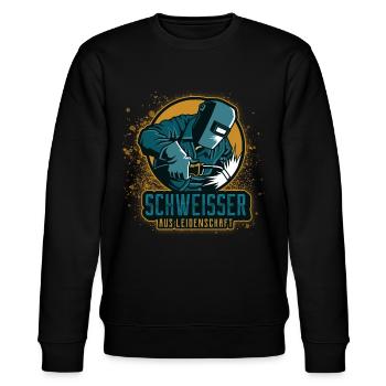 Schweißer schweissen Geschenk Schlosserei Stahlbau - Stanley/Stella Unisex Bio-Sweatshirt CHANGER  - Schwarz - Vorne - Nik (191cm) & Marisol (170cm)