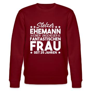 Ehepaar Ehemann Silberhochzeit Geschenk - Stanley/Stella Unisex Bio-Sweatshirt CHANGER  - Burgunderrot - Vorne - Nik (191cm) & Marisol (170cm)