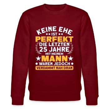 Silberhochzeit 25. Hochzeitstag Ehepaar - Stanley/Stella Unisex Bio-Sweatshirt CHANGER  - Burgunderrot - Vorne - Nik (191cm) & Marisol (170cm)