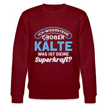 Kaltduscher Eisbader Eisbaden - Stanley/Stella Unisex Bio-Sweatshirt CHANGER  - Burgunderrot - Vorne - Nik (191cm) & Marisol (170cm)