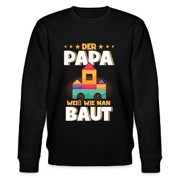 Papa Klemmbaustein Klemmbausteine - Stanley/Stella Unisex Bio-Sweatshirt CHANGER  - Schwarz - Vorne - Nik (191cm) & Marisol (170cm)