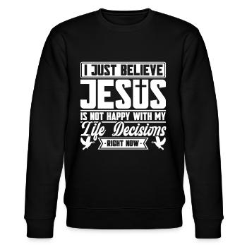 Jesus Bibel Christlich Religiös Kirche Geschenk - Stanley/Stella Unisex Bio-Sweatshirt CHANGER  - Schwarz - Vorne - Nik (191cm) & Marisol (170cm)