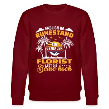 Ruhestand Lustig für Florist Rentner Abschied - Stanley/Stella Unisex Bio-Sweatshirt CHANGER  - Burgunderrot - Vorne - Nik (191cm) & Marisol (170cm)