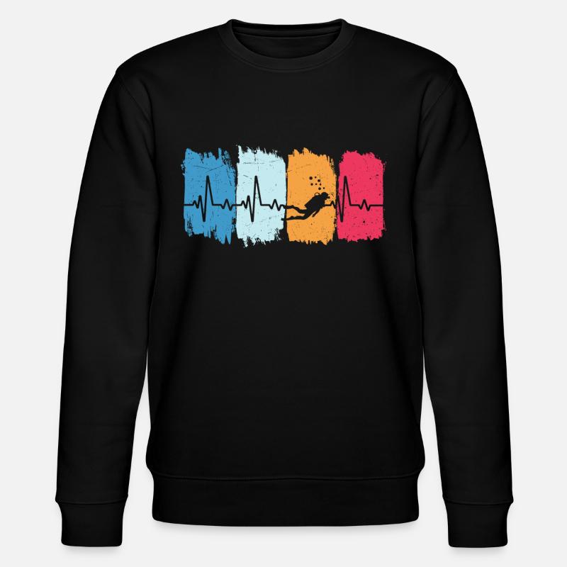 Plongée Rétro Heartbeat Diver - Sweat bio CHANGER Stanley/Stella Unisexe - noir
