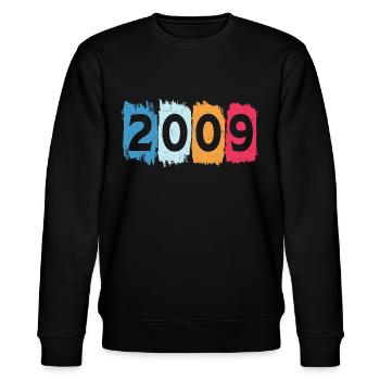 Retro 2009 t-shirt 09 vintage 2009 - Stanley/Stella Unisex Bio-Sweatshirt CHANGER  - Schwarz - Vorne - Nik (191cm) & Marisol (170cm)