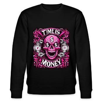 Zeit ist Geld - Rosa Totenkopf mit Dollar-Zeichen - Stanley/Stella Unisex Bio-Sweatshirt CHANGER  - Schwarz - Vorne - Nik (191cm) & Marisol (170cm)