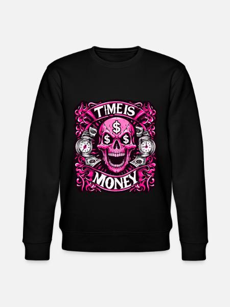 Zeit ist Geld - Rosa Totenkopf mit Dollar-Zeichen - Stanley/Stella Unisex Bio-Sweatshirt CHANGER - Schwarz